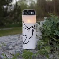 Star Trading LED Grabkerze ‚Dove‘, Timer, mit Tauben-Motiv, 20cm