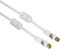 Satelitní kabel F konektor 1,5 m Feritový filtr 24K pozlacený Bílý