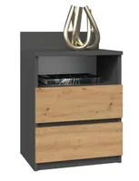 Top E Shop M1 Anthrazit/artisan Nachttisch/nachttisch 2 Schubladen Braun  Braun One Size