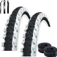 2 x Kenda K-829 26" MTB Fahrradreifen Fahrradmantel Schwarz/Weiß 50-559 (26 x 1.95) + 2 passende Schläuche AV inkl. 3 Reifenheber