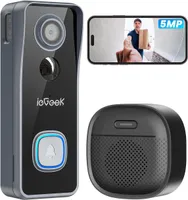 ieGeek 5MP WLAN Türklingel mit Kamera Kabellos, Akku Video Türklingel, AI/Radar/PIR Erkennung, 2,4GHz WLAN, Nachtsicht, 2-Wege-Audio, mit Gong