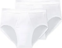 SCHIESSER Herren Slips 2er Pack - Doppelripp, Sportslip, Baumwolle Essentials, Weiß M