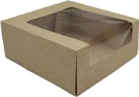 Tortenkarton, braun mit Sichtfenster 20x20x8cm