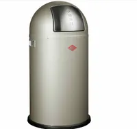 WESCO Abfallsammler 175831-03 PUSHBOY in NEUSILBER mit 50 Liter Volumen und Klappdeckel / Abfalleimer / Mülleimer