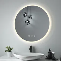 MKYOKO 50 × 50 cm runder LED-Badezimmer-Dekorationsspiegel mit Licht, 60 x  60 cm, 70 x 70 cm, wandmontierter Multifunktions-Badezimmer-Kosmetikspiegel  mit Demister-Pad, 3 Farbtemperaturen : : Küche, Haushalt & Wohnen