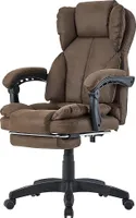 Bürostuhl mit gepolsterten 3-Punkt-Armlehnen - Schreibtischstuhl mit Kopf- und Fußstütze - ergonomischer Bürostuhl mit einer verstellbaren Rückenlehne für gesündere Sitzpositionen, Farbe:Kaffeebraun