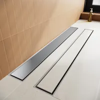 Odpływ podłogowy SONNI 70 cm, płaski odpływ liniowy, stal nierdzewna + powierzchnia do wyłożenia płytkami Konstrukcja "dwa w jednym", syfon regulowany w zakresie 360°, z funkcją antyzapachową i bezpieczną
