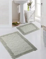 Badezimmerteppich Set 2 teilig - waschbar - Steinoptik in grau Größe - 50x60cm + 60x100 cm