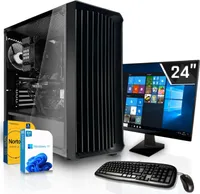 SYSTEMTREFF Office Komplett Set - AMD Ryzen 5 5500GT - AMD RX Vega - 16GB  - 256GB SSD +  - 24 Zoll TFT - Windows 11 Pro - Desktop PC