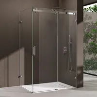 doporro Duschkabine Schiebetür Dusche Eckdusche 80x100x195cm Duschabtrennung mit Schiebetür ESG-Sicherheitsglas Klarglas 4-Punktbefestigung inkl. beidseitiger Easy-Clean-Beschichtung Ravenna17-2