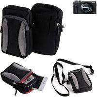 K-S-Trade Fototasche kompatibel mit Canon PowerShot G5 X Mark II Gürtel-Tasche Holster Umhänge Tasche Kameratasche, schwarz-grau Brust-Beutel