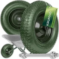 KRUMAD Schubkarrenrad Vollgummi 200 kg Tragkraft 4.80/4.00-8 39 cm Stahlfelge Doppelkugellager mit Achse