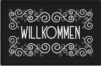 Trendation - Willkommen Fußmatte Grafik Schmutzfangmatte Geschenk Außen Innenbereich 60x40 cm Waschbar Türmatte Welcome