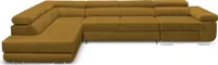 Ecksofa Miami Long Monolith 48 -form mit Schlaffunktion und Bettkasten GOLD, Links Ottomane