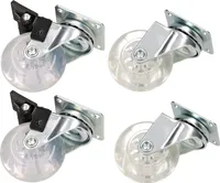 KOTARBAU® 4er Set Möbelrollen Ø 50 Lenkrollen Mit Bremsen ODER Ohne Transparent Gummi Schwenklager Kugellager Sofarollen Schieberrollen Transportrollen Univ