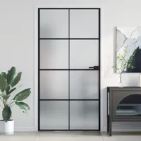 vidaXL Drzwi wewnętrzne slim czarne 102,5x201,5 cm szkło hartowane i aluminium