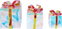 BELIANI Indoor LED Weihnachtsbeleuchtung 3er Set Mehrfarbig Kunststoff Geschenkform mit USB-Anschluss zum Aufstellen für Innen Deko Adventsdekoration