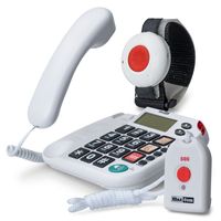 MaxCom KX481SOS: Hausnotruf Telefon mit Notrufarmband und Funk Notruf Sender; schnurgebundenes Festnetztelefon mit Notrufknopf, Notruf Armband und Notrufsender; Notruftelefon Senioren; Seniorentelefon