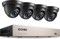 ZOSI FHD Video Überwachungssystem 8CH H.265+ 1080P DVR mit (4) 2MP Außen Dome Überwachungskamera ohne Festplatte