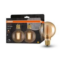 Osram LED Lampe ersetzt 55W E27 Globe - G95 in Gold 6,5W 725lm 2400K 2er Pack