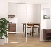 vidaXL Drzwi przesuwne ESG szkło i aluminium 102,5x205 cm Biały