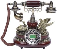 Antikes Festnetztelefon Telefon Schnurgebundene Vintage Telefon FSK/DTMF Mit Schwanendekoration für Büro-Home-Hotel