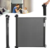 YARDIN Treppenschutzgitter Türschutzgitter Ausziehbar für Babys & Haustiere, Treppenschutzrollo Baby Absperrgitter Geeignet für Treppen/Türen/Innen- und Außenbereich (0-150cm, 87cm Hoch, Schwarz)