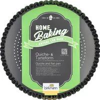 BIRKMANN Quiche- & Tarteform rund, Ø 30 x H 3 cm, mit Hebeboden, aus perforiertem Kohlenstoffstahl, Mit