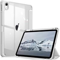 Fintie Hybrid Hülle für iPad 10. Generation 2022 (10.9 Zoll) mit Stifthalter - Stoßfeste Schutzhülle mit transparenter Hartschale auf der Rückseite, Silver