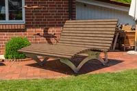 Waldsofa Classic mit Auflage, Kissen und Schutzhülle, WPC-Latten, Wellenliege