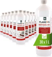 30x 1 L FLAMBIOL® Bioethanol Hochrein 100 % in Flaschen für Edelstahl-Tisch-Kamine