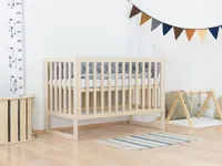 Benlemi Detská postieľka NAPPY s nastaviteľnou výškou roštu pre bábätko 60x120 cm Prírodný Imitácia bez laku