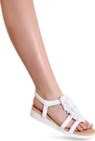 topschuhe24 3070 Damen Keilabsatz Sandalen Plateau Sandaletten , Farbe:Weiß, Größe:38 EU