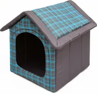 PillowPrim Hundehütte Hundehöhle Hundebett Hundehaus Katzenhöhle mittle M - 44 x 38 cm blau kariert