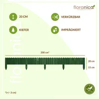 Floranica Rollborder Flexibilný drevený plot Rolborder 200 x 20 cm Obruba zeleného záhonu Obruba trávnika Záhradný plot Drevený dekoratívny plot Mini plot