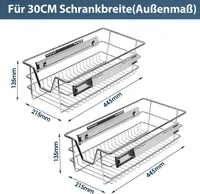 Fiqops 6x 30cm Küchenschublade Schubladen Drahtkorb TeleskopSchublade Ablagen Schrankauszug
