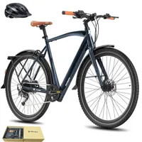 Elektrofahrrad MTB 28 Zoll Rostfreie Aluminiumlegierung bis zu 100 km Wasserdicht IPX4 Herren Pedelec mit 9 Gang, Blau