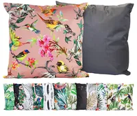 JACK Outdoor Motiv Kissen 45x45cm Lounge Dekokissen inkl. Füllung Wasserabweisend Sitzkissen Garten Stuhl, Farbe:Vögel Rosa