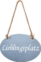 Lieblingsplatz Schild 30x18cm Garten-Deko Anhänger Türschild Beton Grau Wandbild