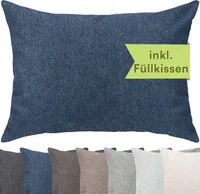 Selfitex Dekokissen XXL 60x80 inkl. Füllkissen kuschelweiches Lesekissen, Rückenkissen, Sofakissen,für Couch, Bett oder als Polster jeglicher Art, Farbe: Blau