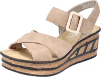 Rieker Damen Sandalette Sandale Plateau Kreuzriemen Schnalle 68163, Größe:40 EU, Farbe:Beige