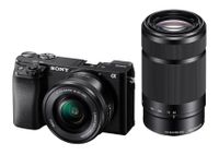 Sony α 6100 + 16-50mm + 55-210mm, 24,2 MP, 6000 x 40000 Pixel, CMOS, 4K Ultra HD, Schwarz