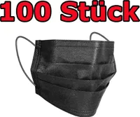 100 Stück Maske 3-lagig Hygienemaske Einwegmaske Atem Mundmaske Nasenmaske Schwarz