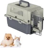 TWOLIIN Transportbox fš¹r Haustiere Hund Katze Hundebox aus PP Kunststoff 67x51x58.5cm Katzentransportbox Hundetransportbox mit R?dern & Urinabstandshalter & H?ngende Fressn?pfe Katzenbox