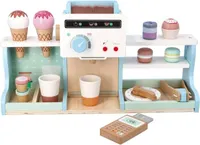 adam toys Eisdielen-Set für Kinder Eisdiele Kinder-Holzspielzeug - Kaufladen-Zubehör für Kinder ab 3 Jahr - 42x15x22 cm - itätserklärung - Holzspielzeug Café und Eisdiele –Spieltheke