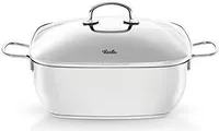Fissler secural / Edelstahl-Bräter, beschichtet (6,5 L - Ø 28 cm) großer Schmortopf quadratisch, mit Glas-Deckel, backofengeeignet - Induktion, Silver