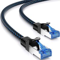 deleyCON 3,0m CAT8.1 Patchkabel LAN Kabel mit Nylonmantel und Kupferleiter - Netzwerkkabel Datenkabel S/FTP PIMF 2000 MHz 40 Gbit RJ45 Stecker CAT.8 Ethernet Kabel - Schwarz