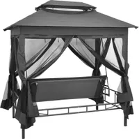 vidaXL Gartenschaukel mit Bettfunktion und Dach 220×160×240 cm Stahl
