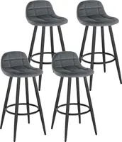 WOLTU 4er Set Barhocker, Barstuhl, gepolsterter Küchenhocker, mit Samtbezug, Rückenlehne und Fußstütze, Design Hocker, Tresenhocker, Thekenhocker, Sitzhöhe 70 cm, Dunkelgrau