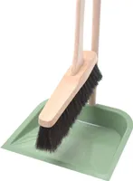 Aqbau® Besen und Kehrschaufel Set I Stehkehrgarnitur aus HolzI Kehrgarnitur Grün
